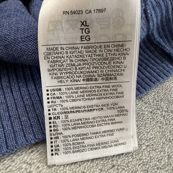 Banana Republic Sweater Men's XL Blue Extra Fine Italian Merino Long Sleeve - Picture 4 of 8